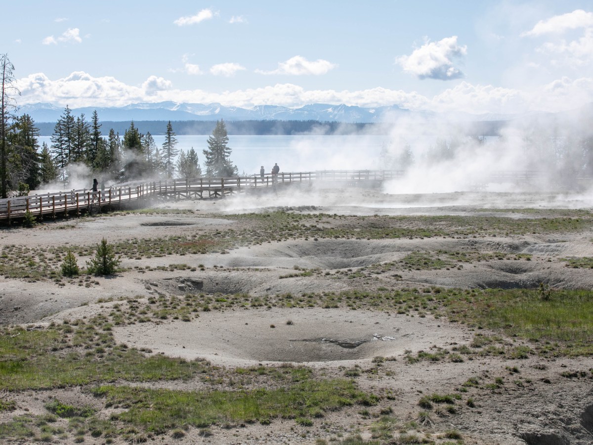 Partial closure at YNP’s West Thumb Geyser Basin parking area today 